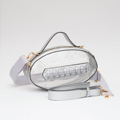 TG10695 Clear Gameday Football Stitch Detail Crossbody Bag - MiMi Wholesale