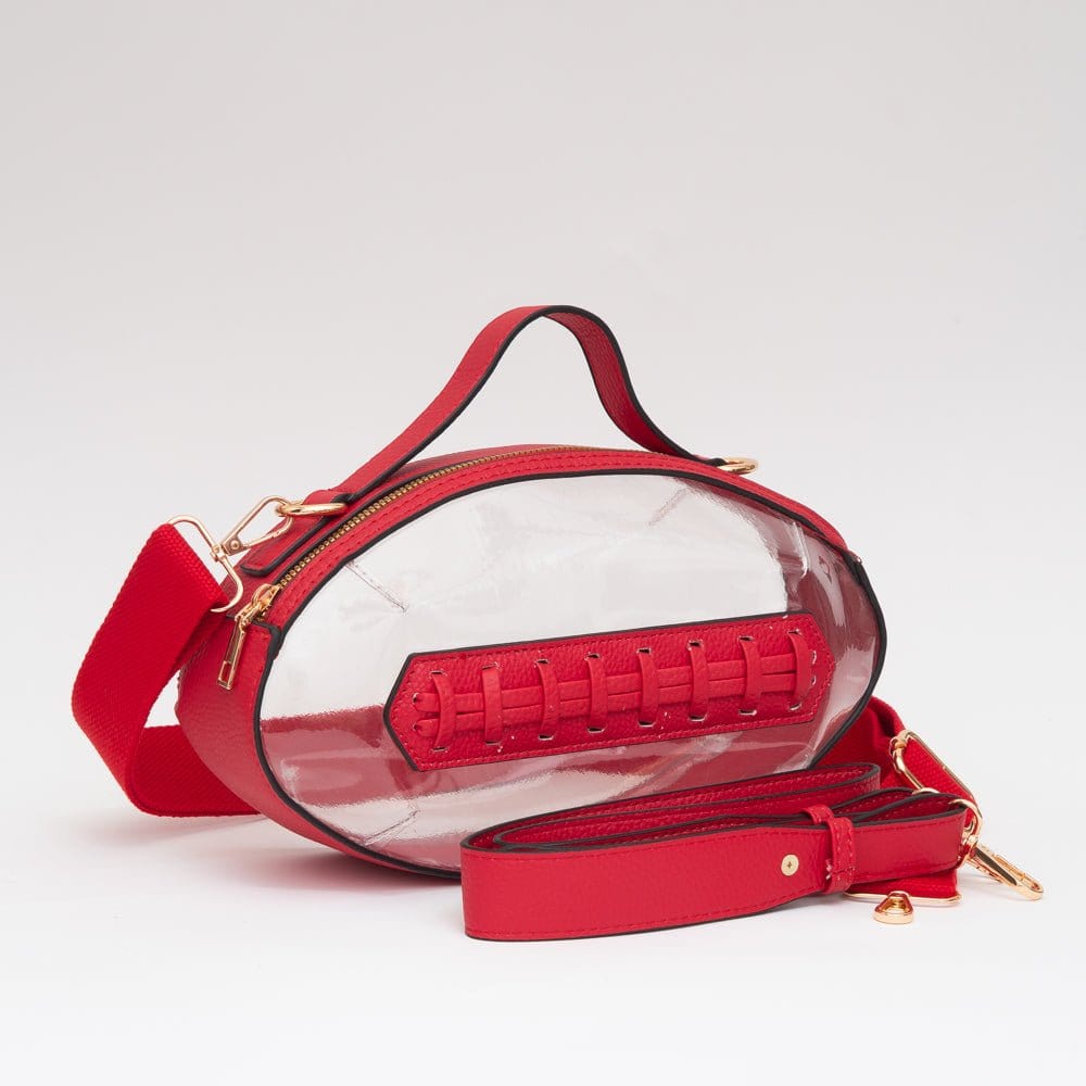 TG10695 Clear Gameday Football Stitch Detail Crossbody Bag - MiMi Wholesale