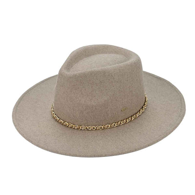 VFE0003 Chain Trim Band Felt Panama Hat - MiMi Wholesale