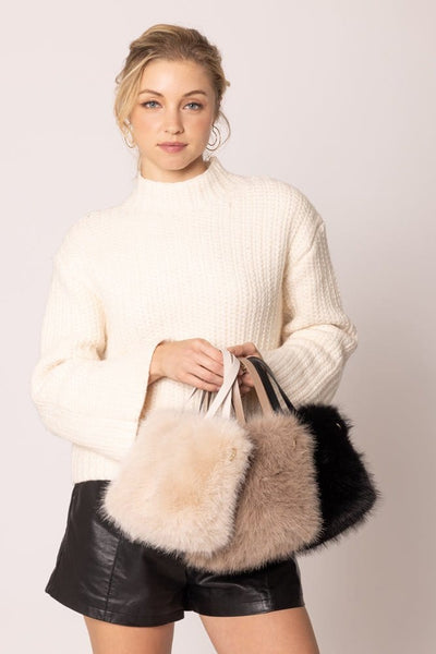 WBR420036 Mini Faux Fur Tote/Crossbody Bag - MiMi Wholesale