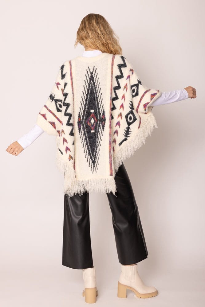 WCP420057 Aztec Tassel Poncho - MiMi Wholesale