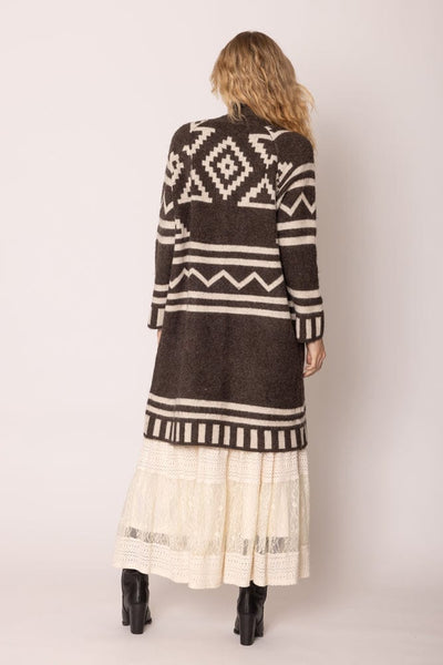 WCR420029 Aztec Long Cardigan - MiMi Wholesale