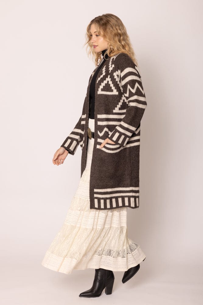 WCR420029 Aztec Long Cardigan - MiMi Wholesale