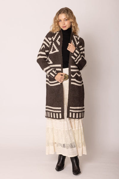 WCR420029 Aztec Long Cardigan - MiMi Wholesale