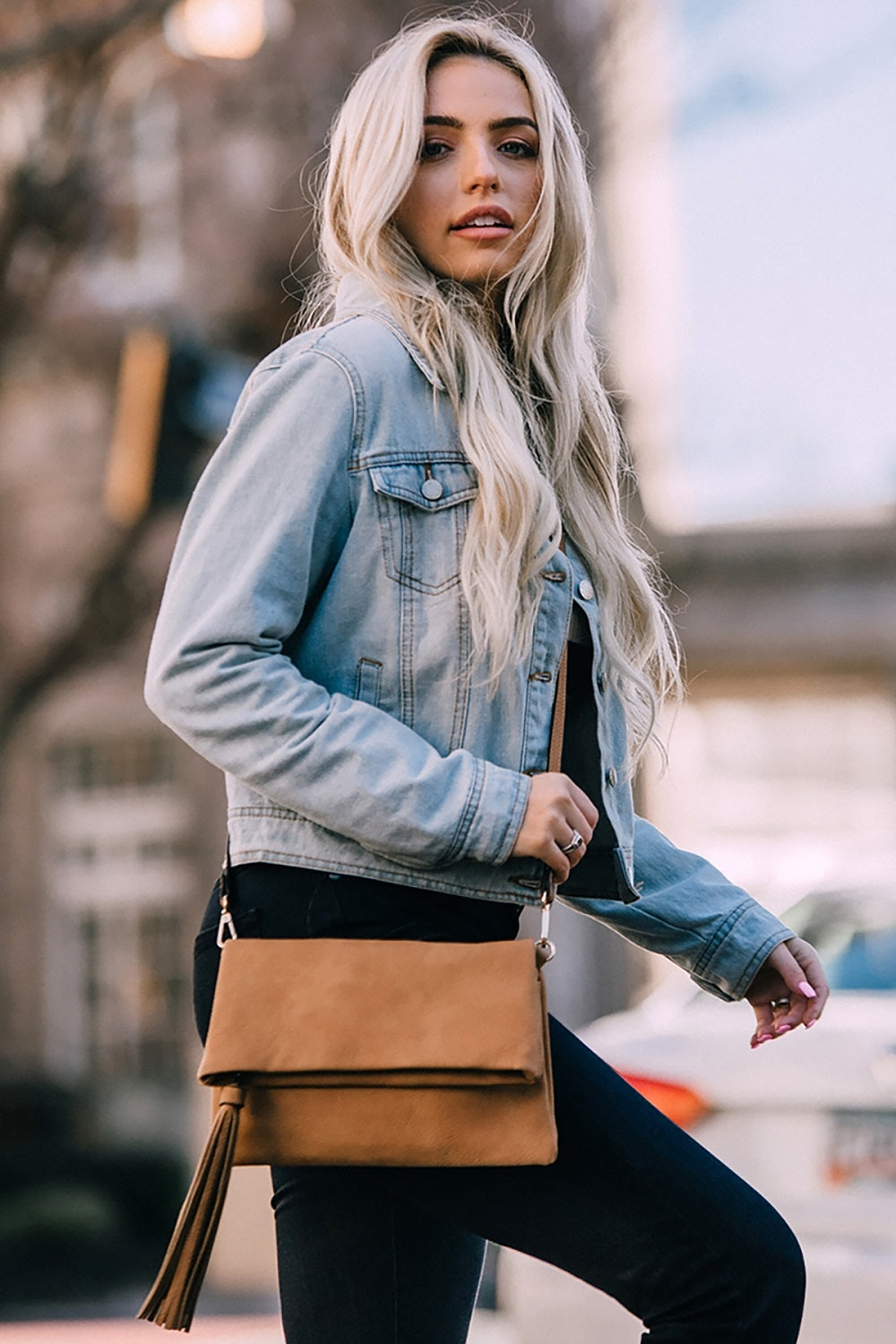 M1772 Flapover Clutch/Crossbody with Tassel