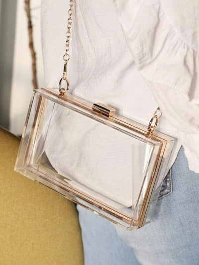 TG10306 Cindy Clear Box Clutch With Chain Strap