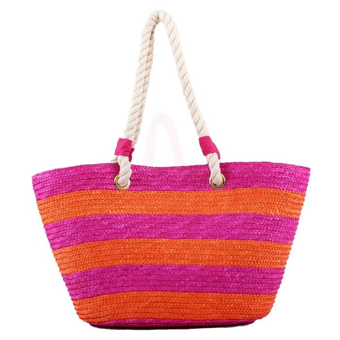 2455 Rope Handle Straw Shoulder Tote/Beach Bag - Honeytote