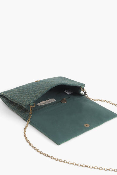 AB22629 Evergreen Evil Eye Beaded Clutch