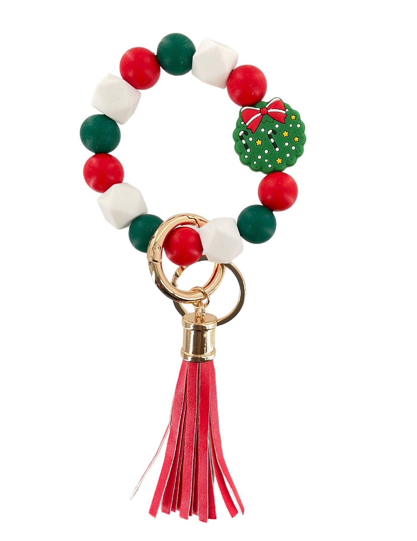 BB139X186 Silicone Beaded Christmas Keychain Bracelet