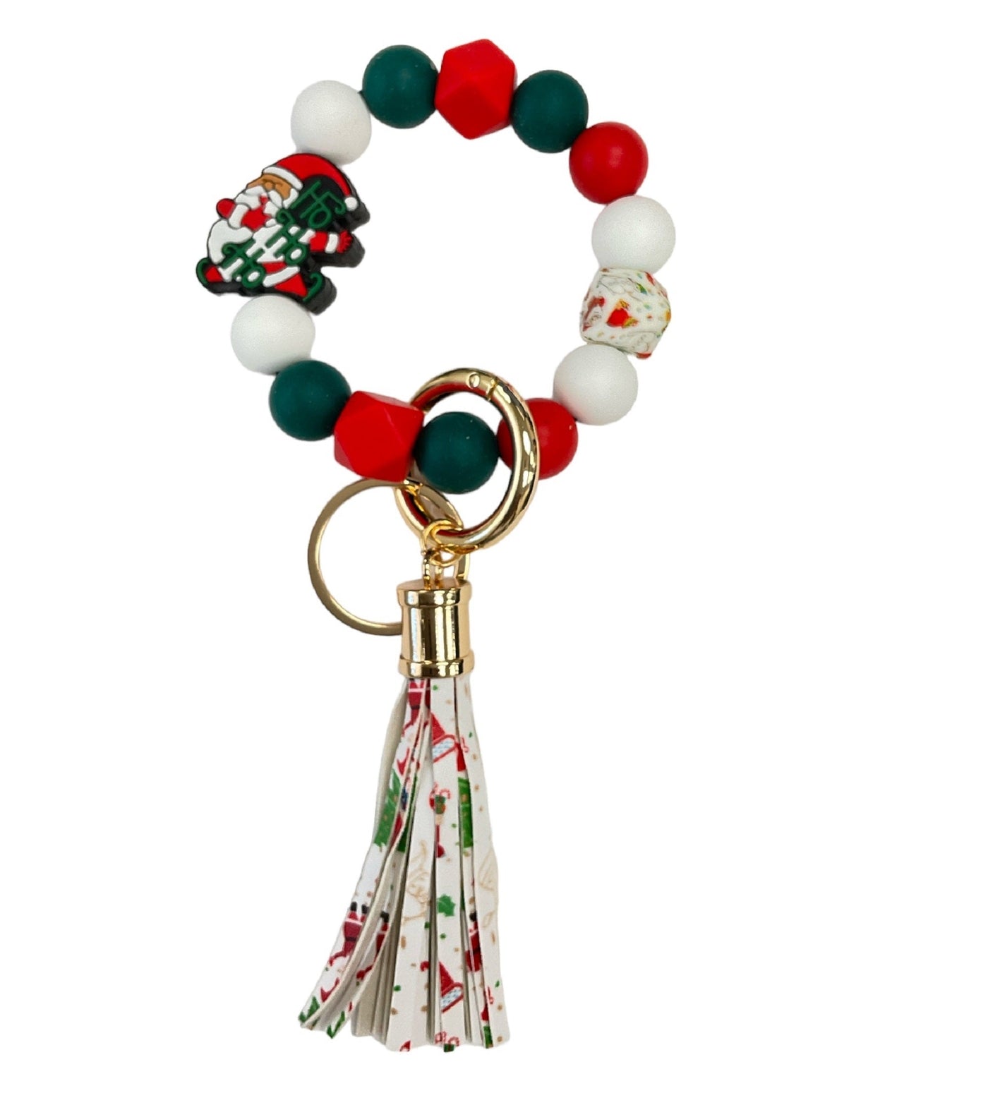 BB139X186 Silicone Beaded Christmas Keychain Bracelet