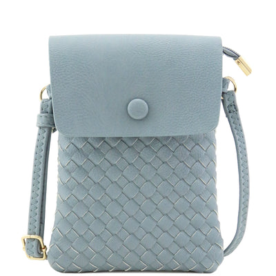 WU115 Wanda Woven Flapover Crossbody Bag Cell Phone Purse