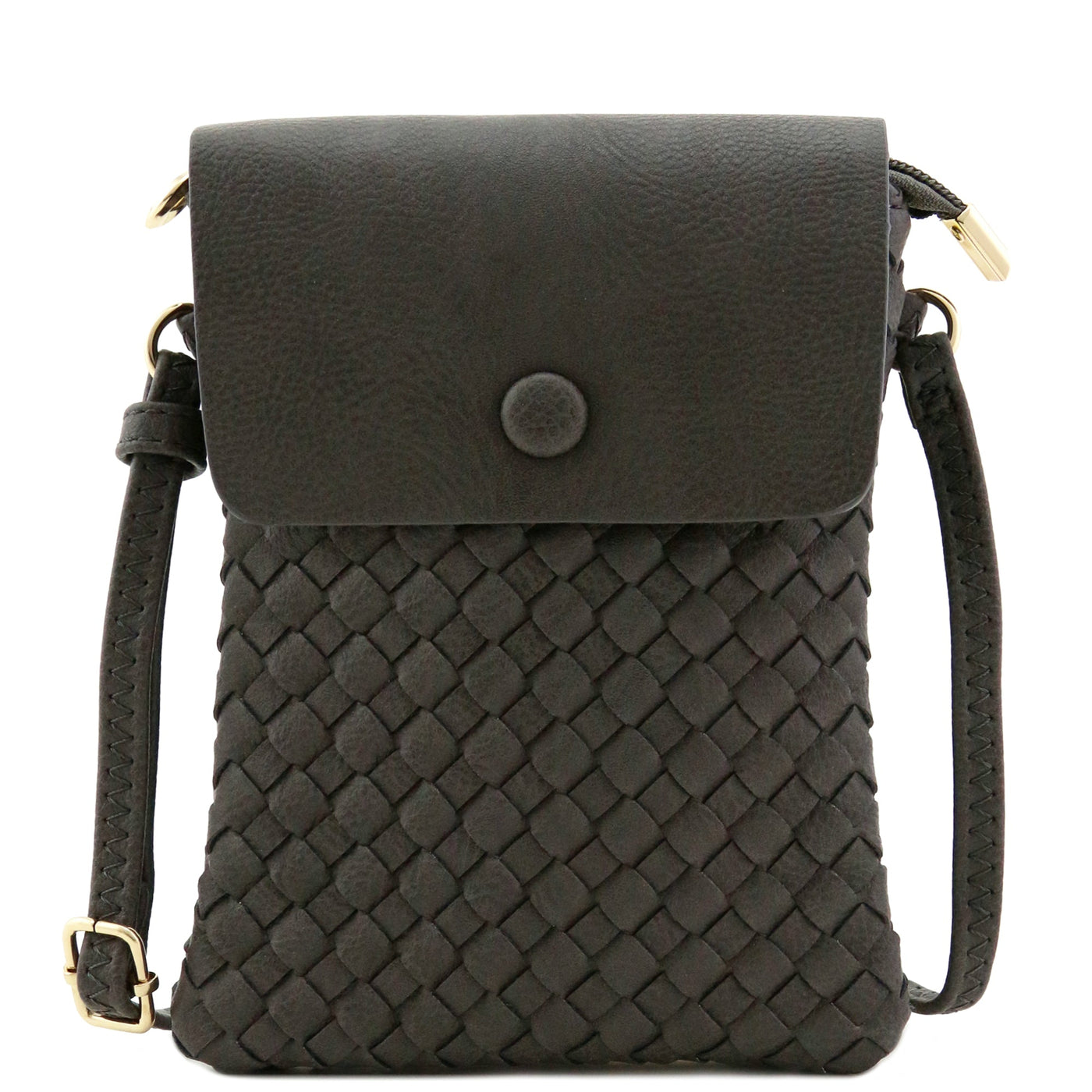 WU115 Wanda Woven Flapover Crossbody Bag Cell Phone Purse