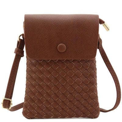 WU115 Wanda Woven Flapover Crossbody Bag Cell Phone Purse