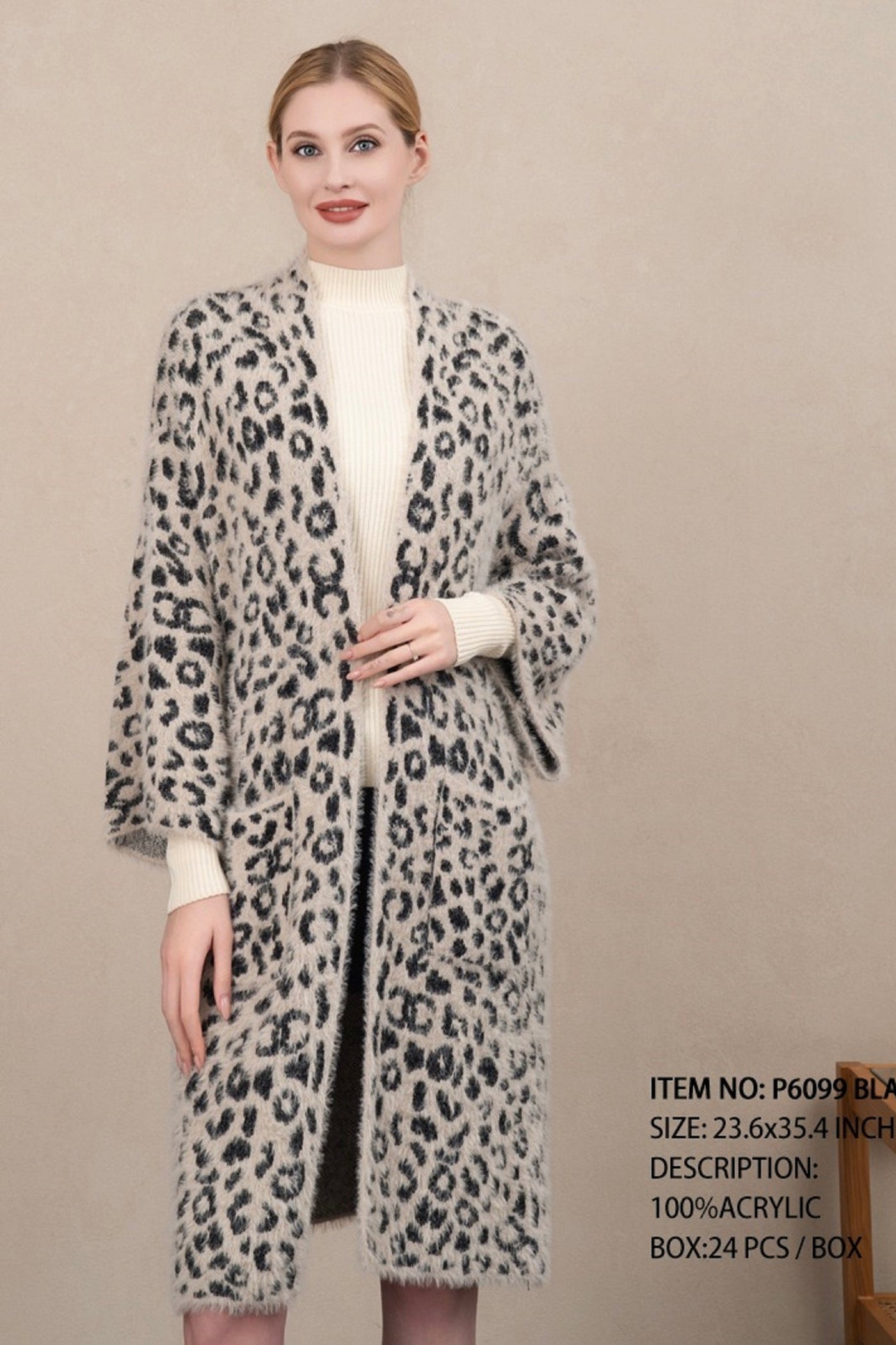 P6099 Zoe Leopard Print Cardigan