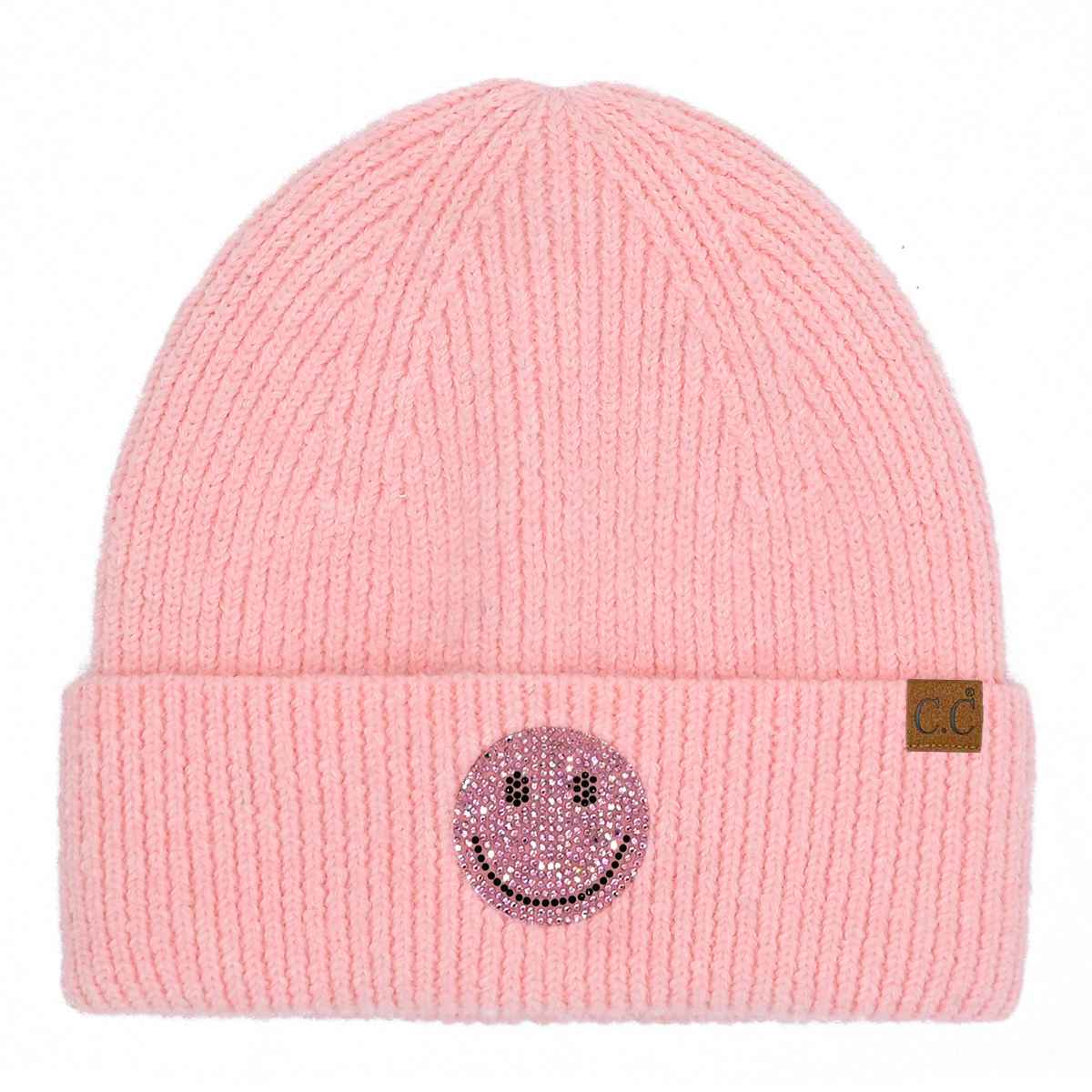 HTE0100 Layla Rhinestone Smiley Beanie