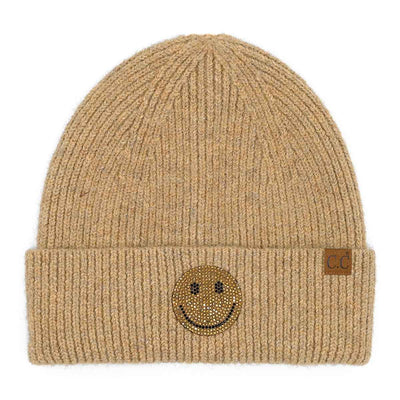 HTE0100 Layla Rhinestone Smiley Beanie