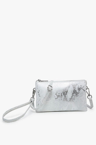 M013SNK Riley Snake Print 3 Compartment Crossbody/Wristlet