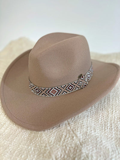 VCC0076 Mandy Cowboy Hat With Aztec Bead Trim