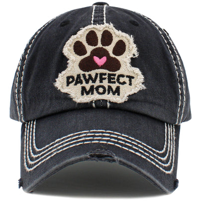 KBV1474 'Pawfect Mom'  Washed Vintage Ballcap