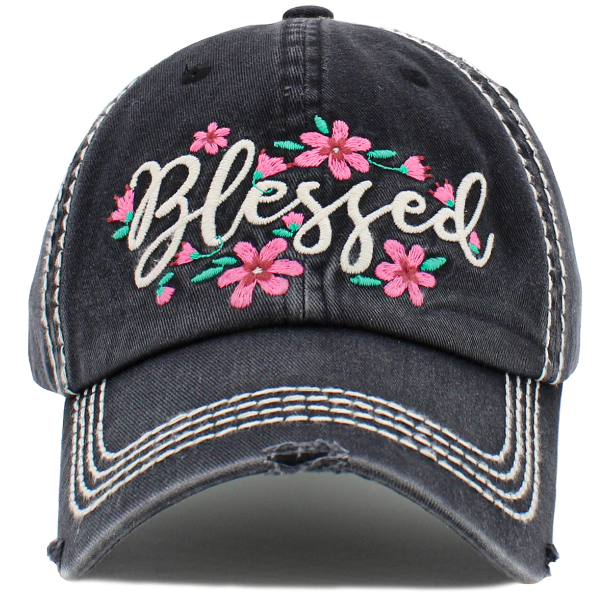 KBV1477 'Blessed ' Floral Washed Vintage Ballcap