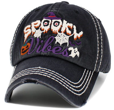 KBV1544 Spooky Vibes Washed Vintage Baseball Cap