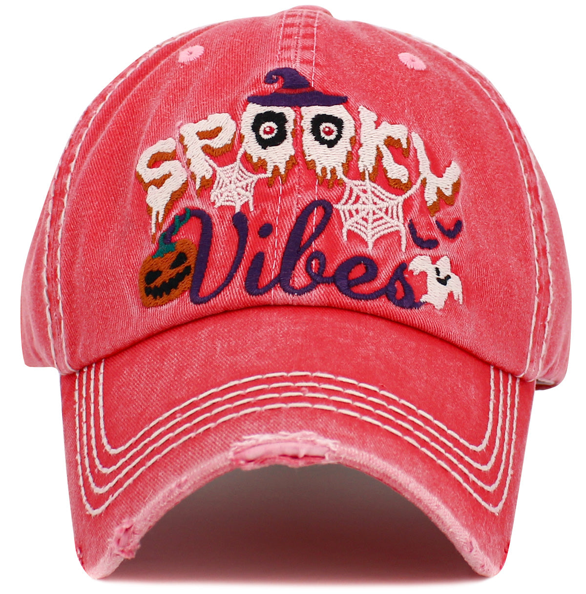 KBV1544 Spooky Vibes Washed Vintage Baseball Cap