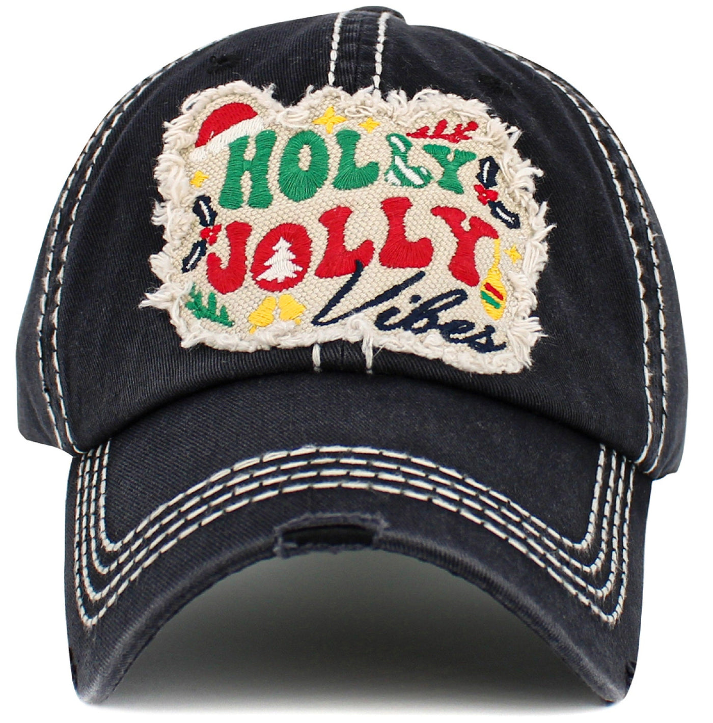 KBV1547 Holly Jolly Vibes Washed Vintage Ballcap