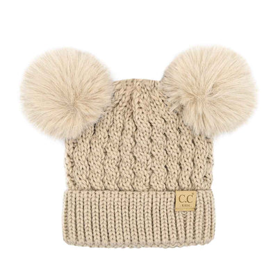 KIDS2055S KIDS Cable Knit Pom Beanie