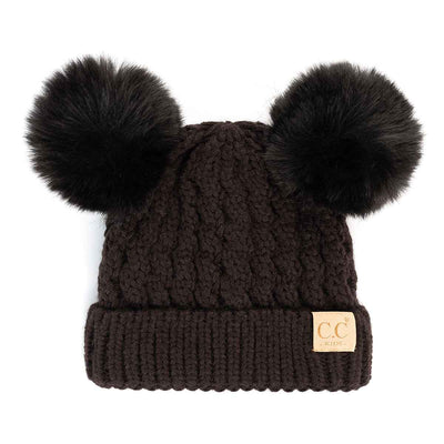 KIDS2055S KIDS Cable Knit Pom Beanie