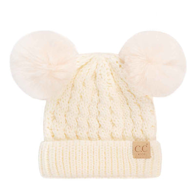 KIDS2055S KIDS Cable Knit Pom Beanie