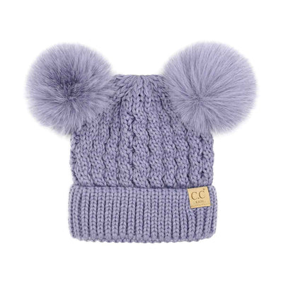 KIDS2055S KIDS Cable Knit Pom Beanie