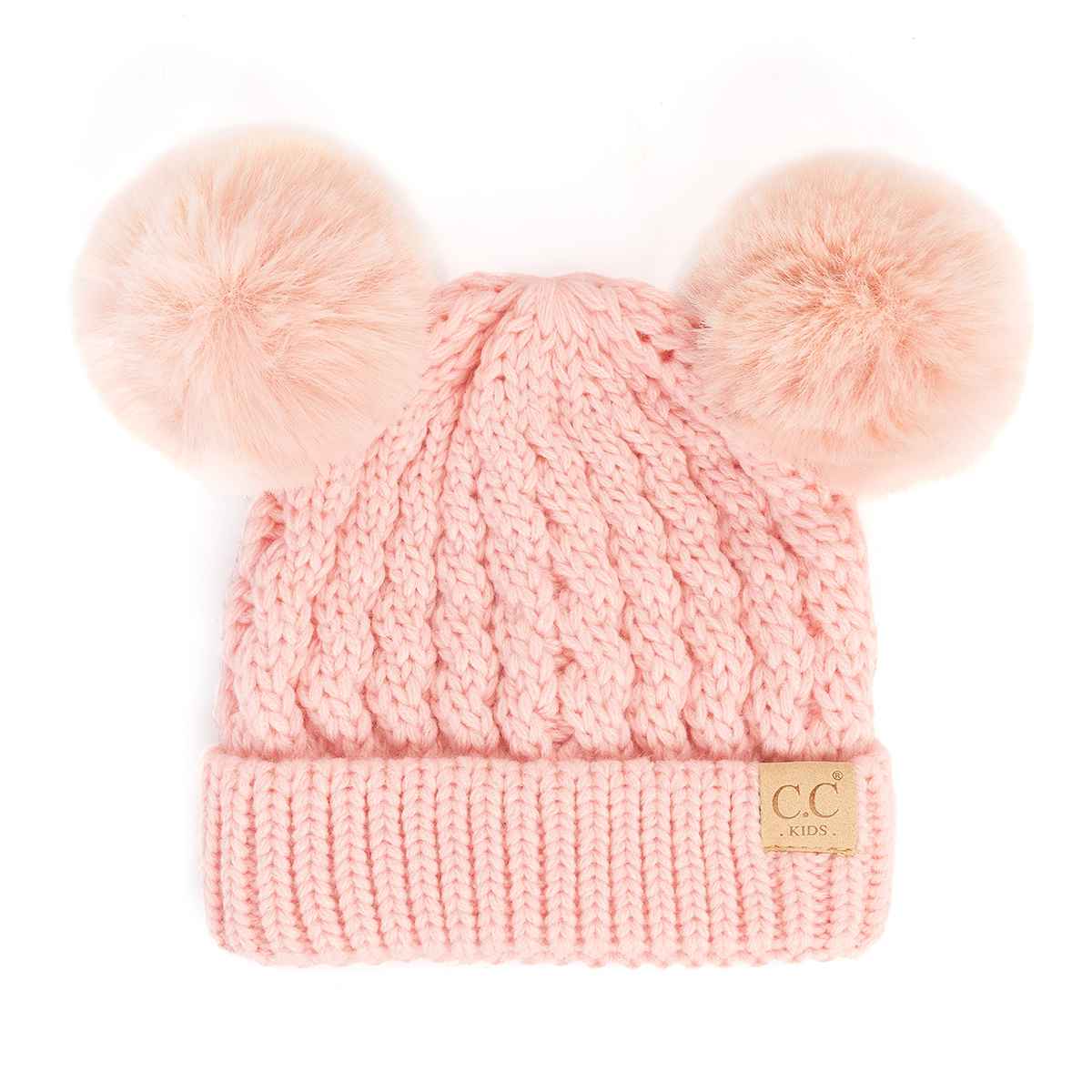 KIDS2055S KIDS Cable Knit Pom Beanie