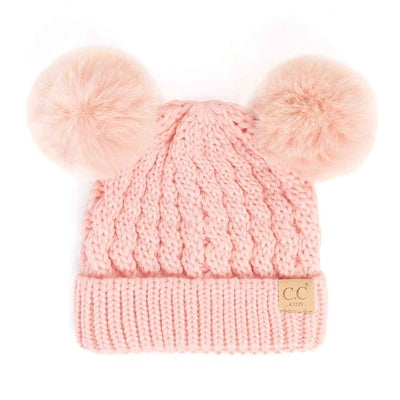 KIDS2055S KIDS Cable Knit Pom Beanie