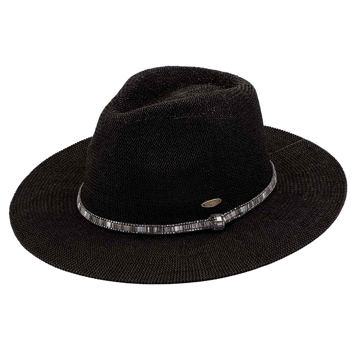 KP014 C.C Brand Lilian Multi Thread Rhinestone Band Panama Hat