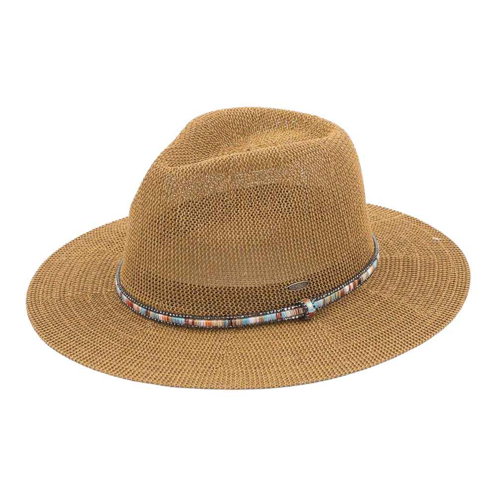 KP014 C.C Brand Lilian Multi Thread Rhinestone Band Panama Hat