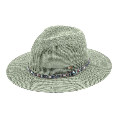 KP014 C.C Brand Lilian Multi Thread Rhinestone Band Panama Hat