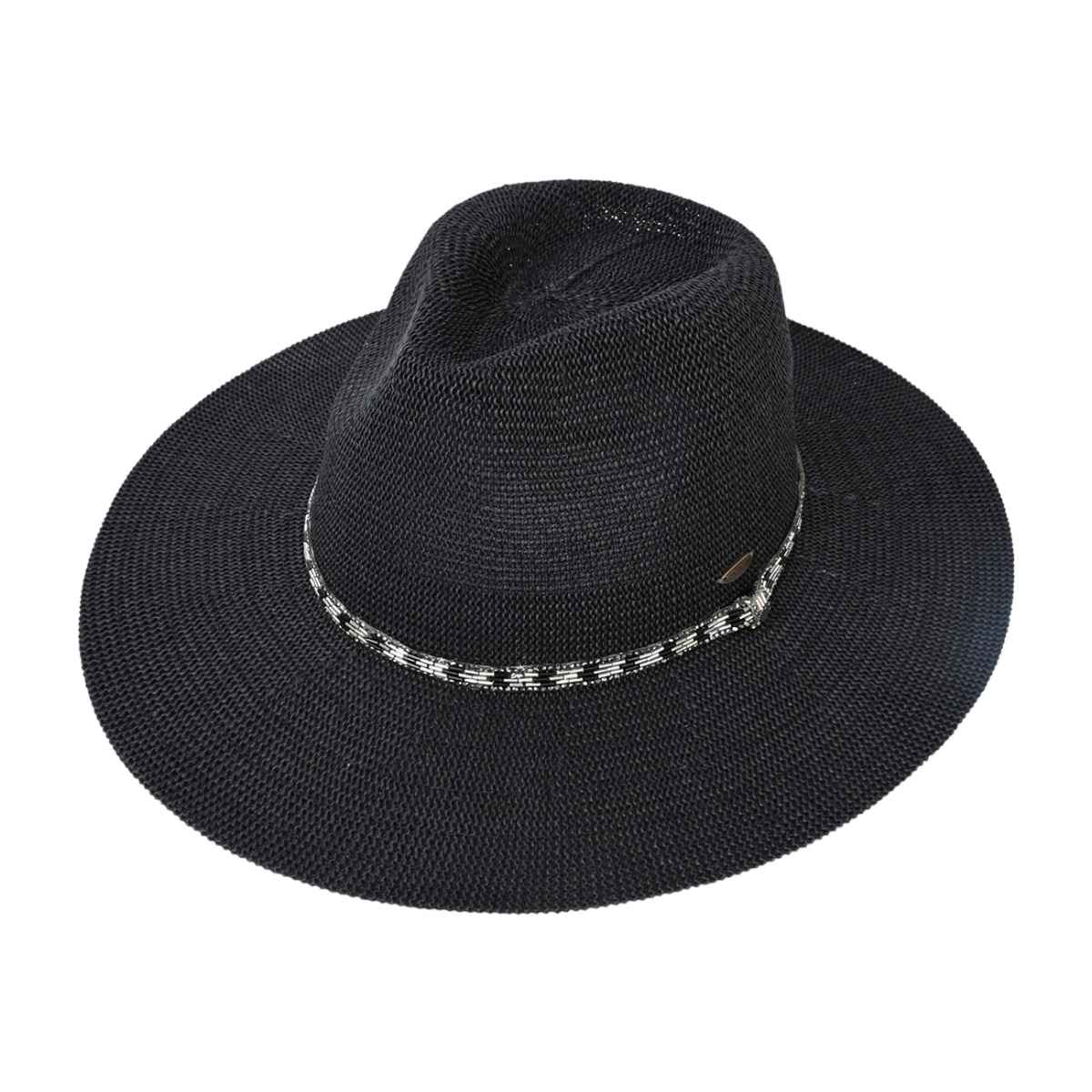 KP017 C.C Brand Bris Rhinestone Bugle Bead Panama Hat