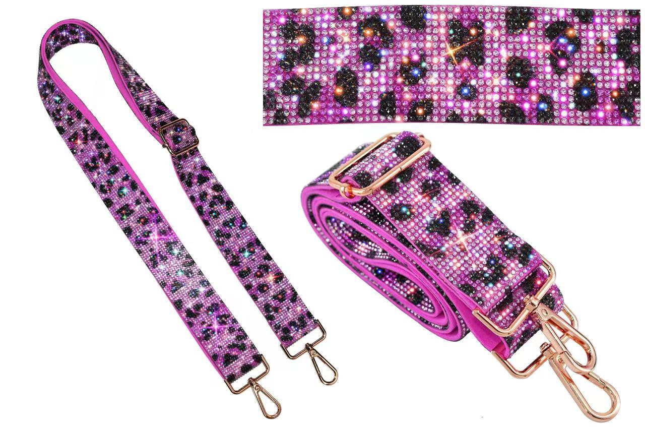 RS038L Sparkling Rhinestone Leopard Guitar Strap