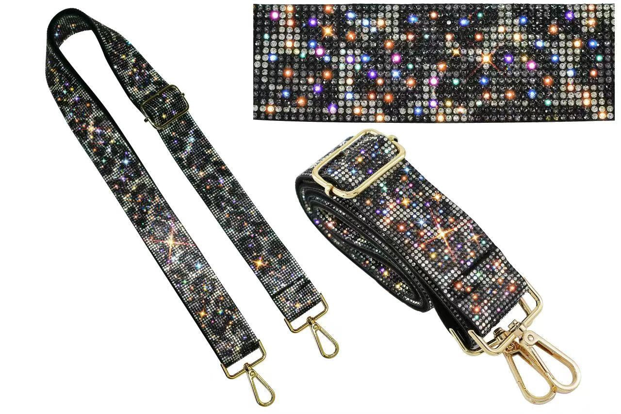 RS038L Sparkling Rhinestone Leopard Guitar Strap