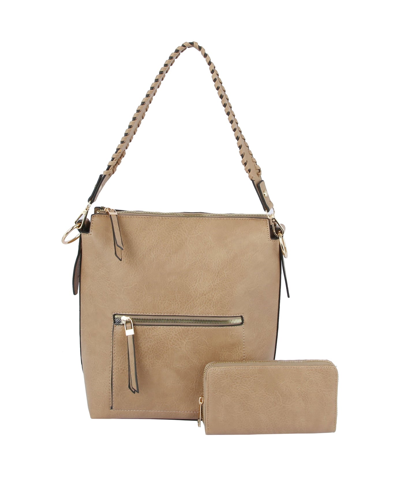 LQF034 Whipstitch Handle Shoulder Bag With Wallet