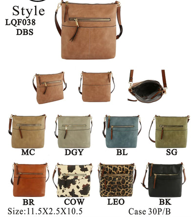 LQF038 Elina Zipper Front Crossbody Bag