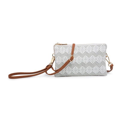 M013DIA Straw-Textured 3 Compartment Crossbody