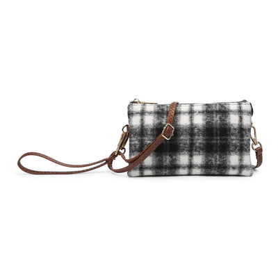 M013PLD Riley Plaid 3 Compartment Crossbody/Wristlet