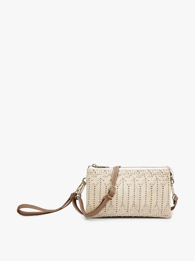 M013WVHER Riley Woven Herringbone 3 Compartment Crossbody/Wristlet