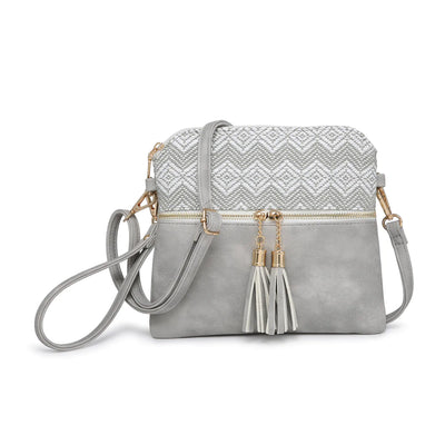 M1785 Monogrammable Two Tone Crossbody with Tassel