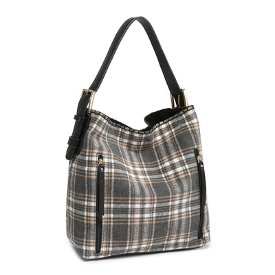 M1816APLD Alexa Plaid 2-in-1 Hobo Bag w/Dual Accessory Compartments