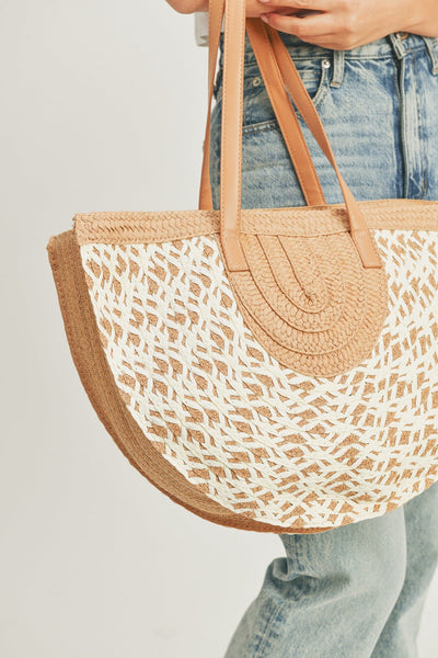 MB0179 Round Bottom Shape Straw Tote Bag