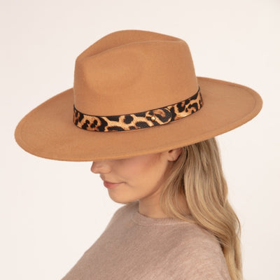 MH0047 Felt Fedora Leopard Band Hat