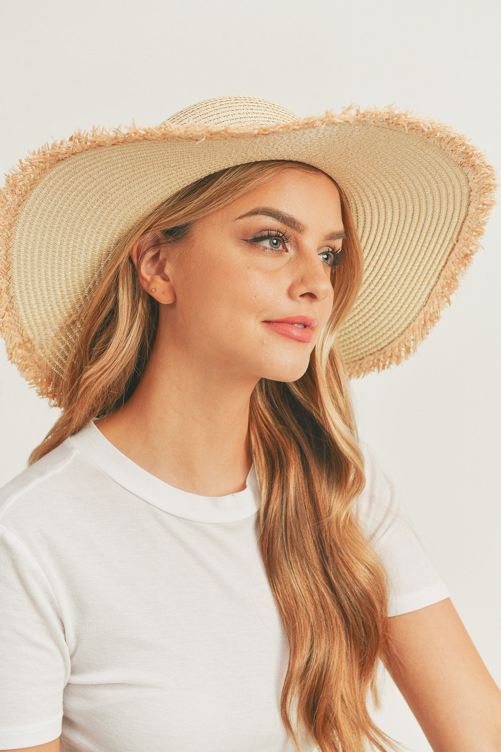 MH0094 Frayed Edge Straw Floppy Hat