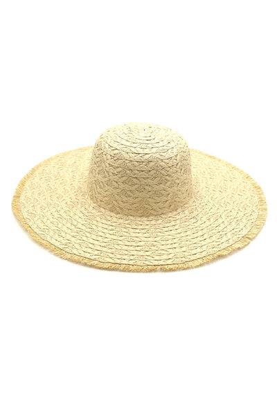 MH0095 Floppy Straw Sun Hat with Frayed Edges